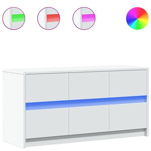 vidaXL ТВ шкаф с LED, бял, 100x34x50 см, инженерно дърво