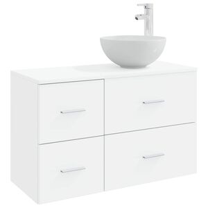 vidaXL Комплект мебели за баня 2 pcs Бяло Инженерна дървесина