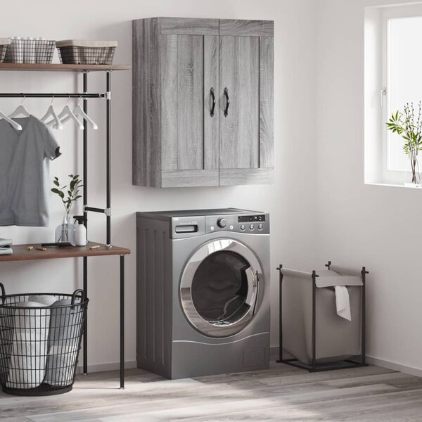 vidaXL Стенен шкаф сив сонома 69,5x34x90 см инженерно дърво