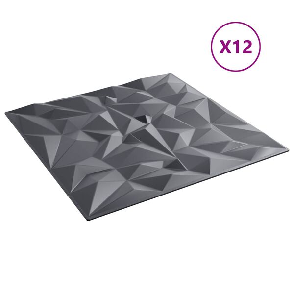 vidaXL Стенни панели 12 pcs Аметист Сив 50 x 50 cm XPS Пяна