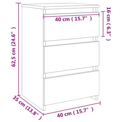 vidaXL Нощно шкафче, сонома дъб, 40x35x62,5 см, ПДЧ