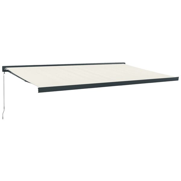 vidaXL Прибираща се тента кремава 5x3 м плат и алуминий