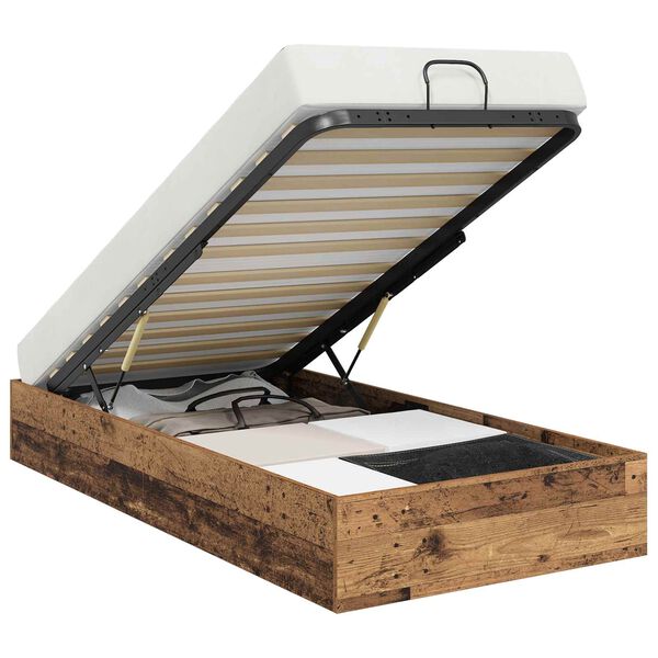 vidaXL Отоманско легло със съхранение Старо дърво 75,5 x 190 см