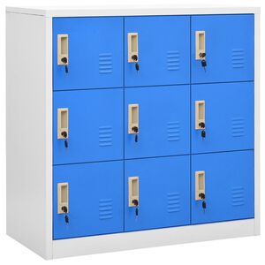 vidaXL Заключващ се шкаф, светлосиво и синьо, 90x45x92,5 см, стомана