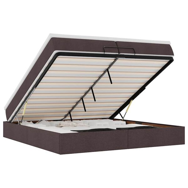 vidaXL Османска легло с матраци, тъмнокафяво, 200x200 см, плат