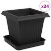 vidaXL Саксии за растения 24 бр. Черно Пластмаса