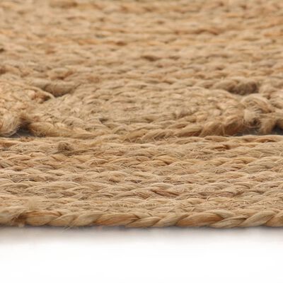 vidaXL Плетен килим с дизайн, от юта, 150 см, кръгъл