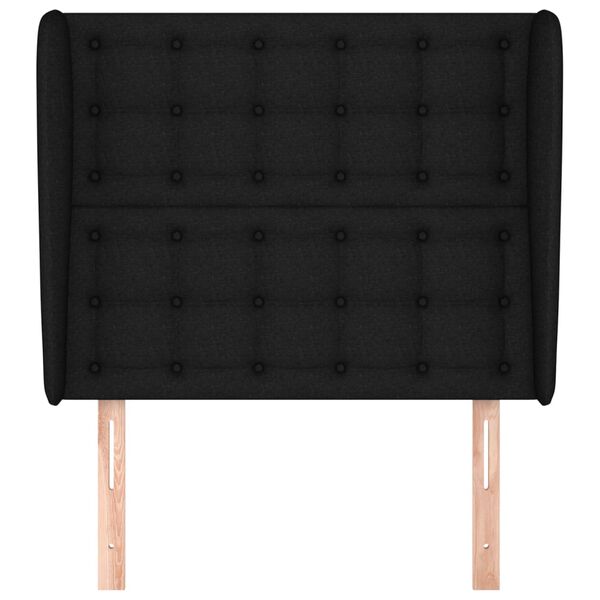 vidaXL Горна табла за легло с уши, черна, 83x23x118/128 см, плат