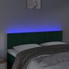 vidaXL LED горна табла за легло, тъмнозелена, 144x5x78/88 см, кадифе