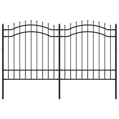 vidaXL Градинска ограда с пики черна 165 см прахово боядисана стомана