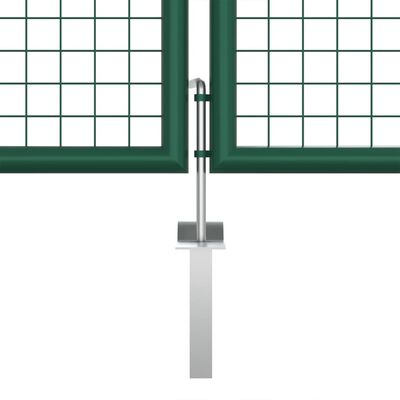 vidaXL Мрежеста градинска порта, стомана, 400x125 см, зелена