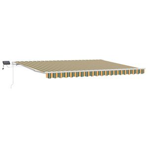 vidaXL Прибираща се тента Зелен и жълт 450 &times; 350 cm Тъкан и алуминий