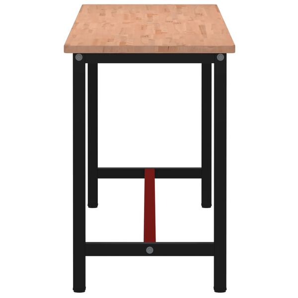 vidaXL Работна маса 200x55x81,5 см масивно дърво бук и метал