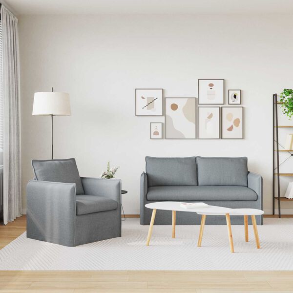 vidaXL Комплект дивани 2 pcs Светлосиво 196 x 82 x 85 см текстил