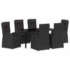 vidaXL Комплект за хранене в градината 7 pcs Черно полиратан