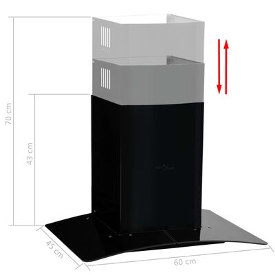 vidaXL Стенен абсорбатор, неръждаема стомана, 756 м³/ч, 60 см, черен