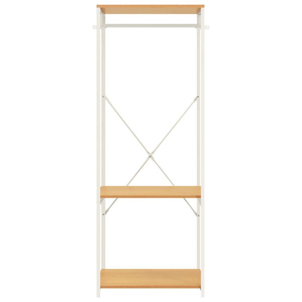 vidaXL Гардероб, бяло и дъб, 60x40x167 см, метал и ПДЧ