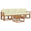 vidaXL Комплект дивани за открито 5 pcs Натурален и Крема