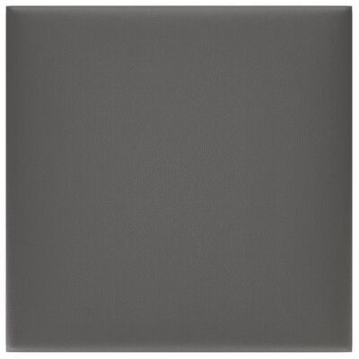 vidaXL Стенни панели, 12 бр, сиви, 30x30 см, изкуствена кожа, 1,08 м²