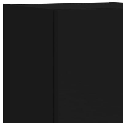 vidaXL Комплект ТВ стенни шкафове, 8 части, с LED светлини, черни