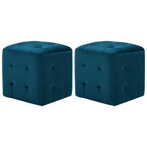 vidaXL Нощни шкафчета, 2 бр, сини, 30x30x30 см, кадифен текстил