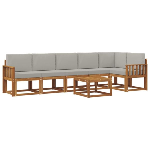 vidaXL Комплект дивани за открито 7 pcs Естествено и светло сиво