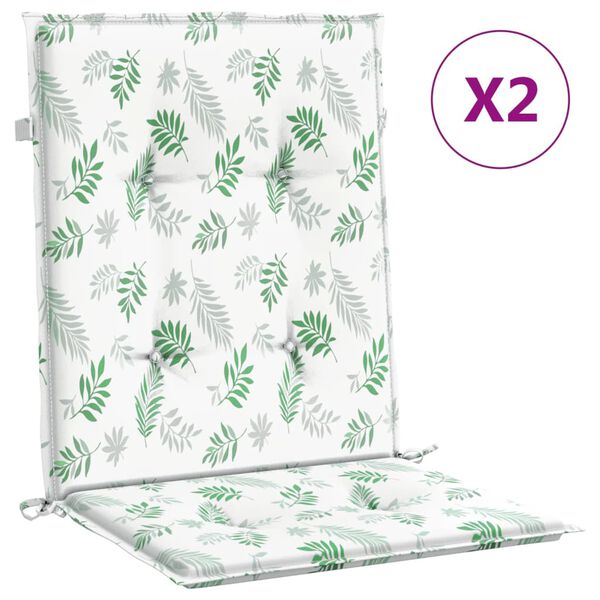 vidaXL Възглавници за стол с ниска облегалка, 2 бр, на листа, текстил