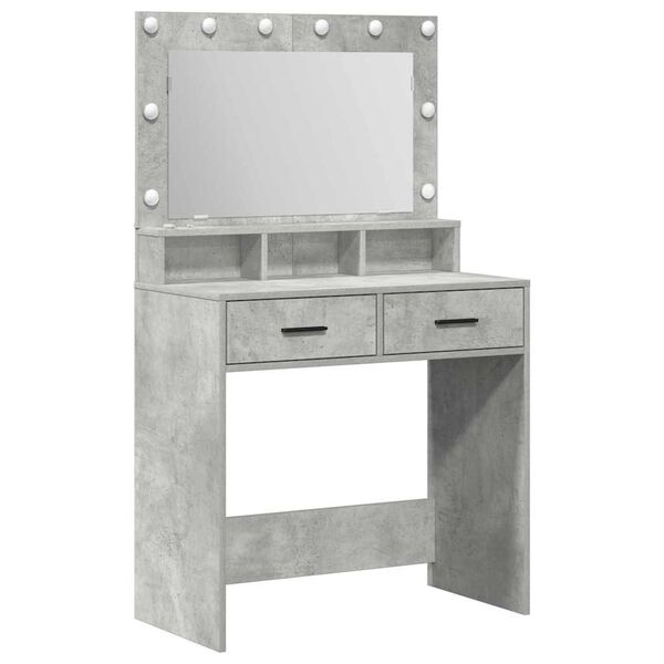 vidaXL Тоалетка с рафт Циментено сиво 79 x 41 x 135 см Инженерно дърво