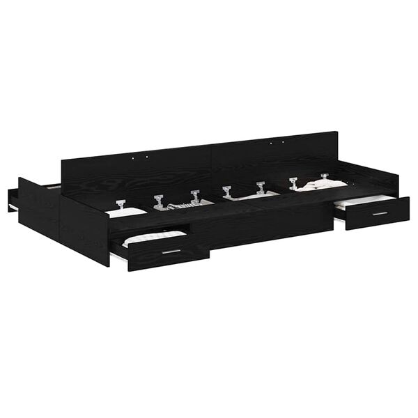 vidaXL Легло с място за съхранение с таблото Черния дъб 120 x 200 cm