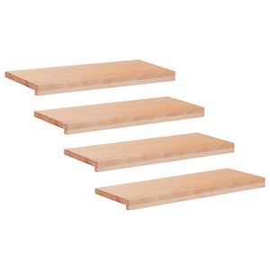 vidaXL Стъпала за стълби 4 бр. 80 x 25 x 2 cm Натурално Солидно бук
