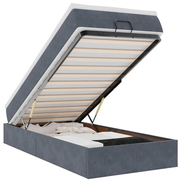 vidaXL Османска легло с матрак, тъмносиво, 90x200 см, кадифе