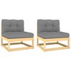 vidaXL Градински средни дивани със сиви възглавници, 2 бр, бор масив