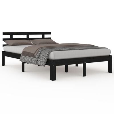 vidaXL Рамка за легло, черна, дърво масив, 200x200 см