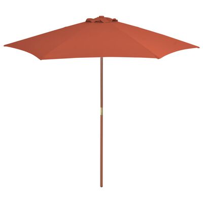 vidaXL Градински чадър с дървен прът, 270 см, теракота