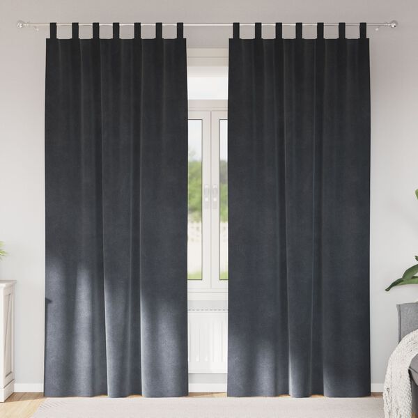 vidaXL Затъмняващи завеси 2 pcs Светлосиво 140 x 225 cm Кадифе