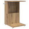 vidaXL Странична маса с колело Дъб 40 x 35 x 60 см Инженерно дърво