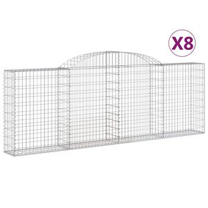 vidaXL Габионни кошници арка 8 бр 300x30x100/120 см поцинковано желязо