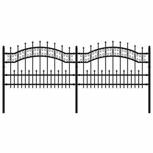 vidaXL Градинска ограда с връх тип &bdquo;копие&ldquo;, черна, 240x75 см, прахово боядисана стомана