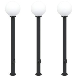 vidaXL Осветителни стълбове с контакт, 3 бр., 120 см, черни, IP44