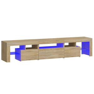 vidaXL ТВ шкаф с LED осветление, дъб сонома, 200x36,5x40 см