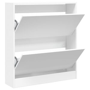 vidaXL Шкаф за обувки, бял, 80x21x87,5 см, инженерно дърво