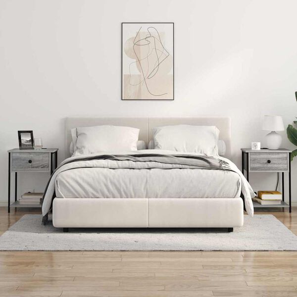 vidaXL Нощен шкаф Сив Сонома 42 x 41 x 56 см Инженерно дърво