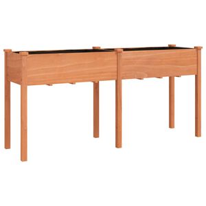 vidaXL Саксия с вложка, кафява, 161x45x76 см, масивна ела