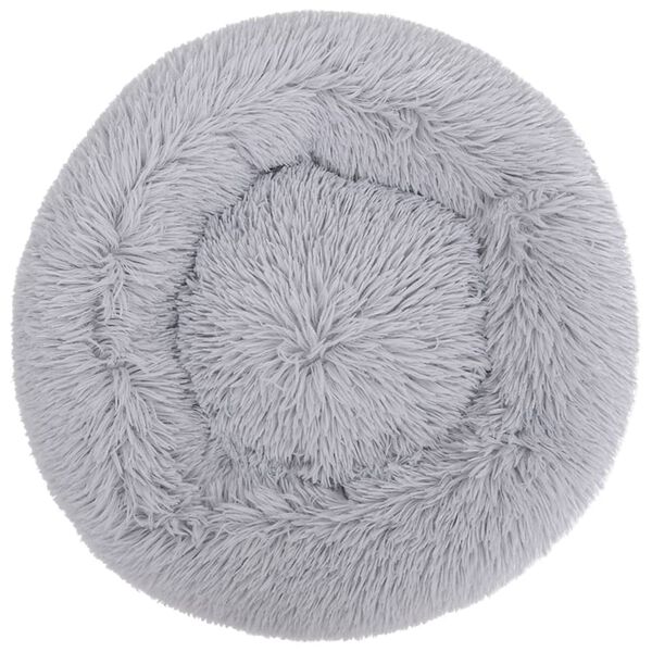 vidaXL Перяща възглавница за куче и котка светлосива 50x50x12 см плюш