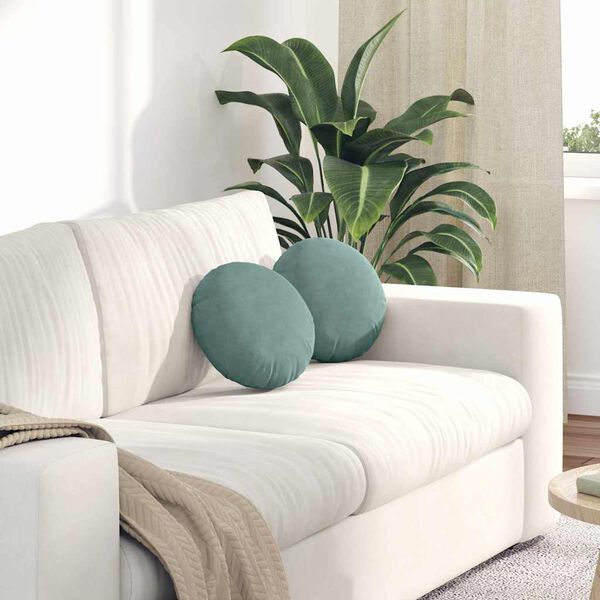 vidaXL Възглавници за седалки 2 pcs Морско зелено Ø 40 x 13 см Кадифе