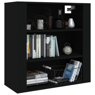vidaXL Стенен шкаф, черен, 80x33x80 см, инженерно дърво