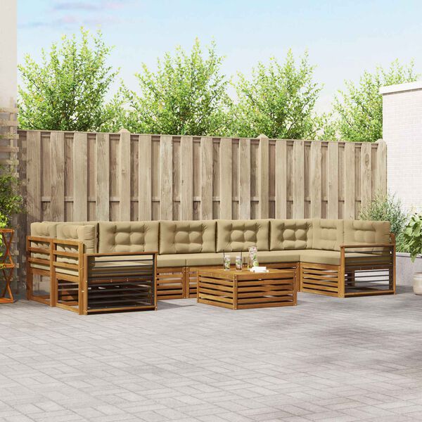 vidaXL Комплект дивани за открито 8 pcs Натурален и Бежов