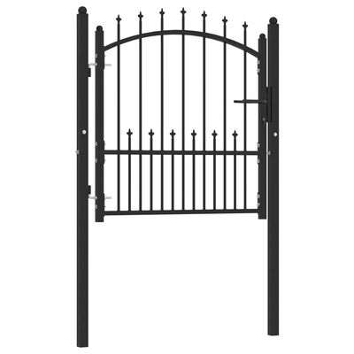 vidaXL Оградна врата с шипове, стомана, 100x100 см, черна