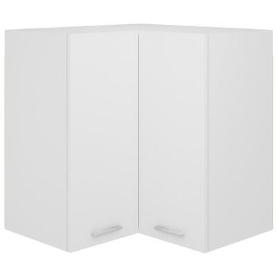 vidaXL Висящ ъглов шкаф, бял, 57x57x60 см, ПДЧ