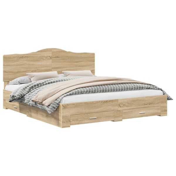 vidaXL Рамка за легло Сонома дъб 180 x 200 cm Инженерно дърво